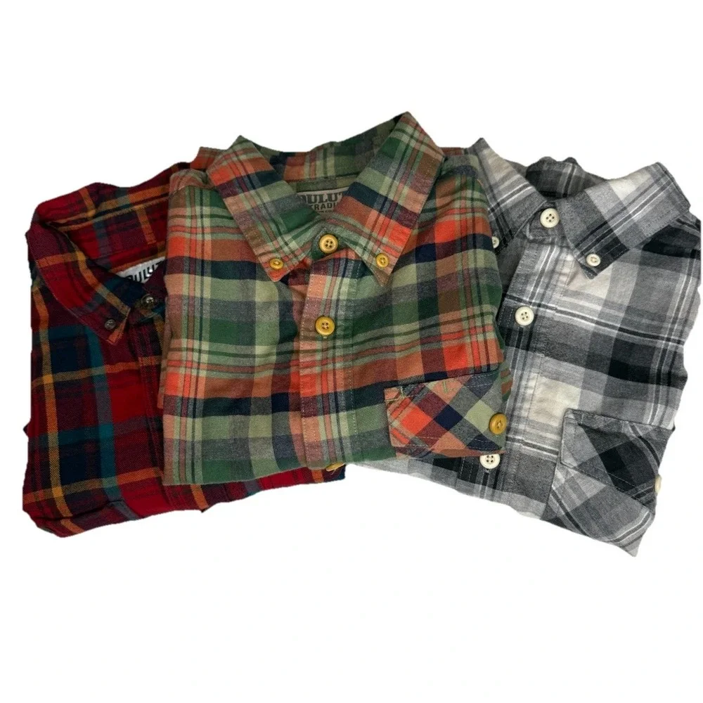 Lot‎ of 3 Duluth Trading Men's Trim Fit Plaid Flannel Shirts Size Medium EUC
